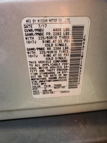 Продажа на аукционе авто 2017 Nissan Rogue, vin: JN8AT2MT2HW405334, номер лота: 50191466