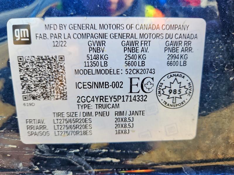 Aukcja sprzedaży 2023 Chevrolet Silverado, vin: 2GC4YREY5P1714332, numer aukcji: 46630456