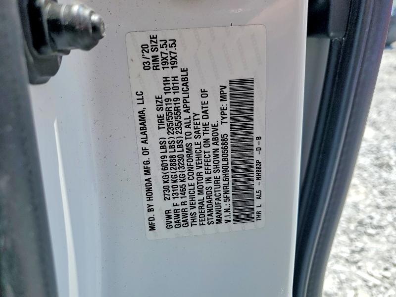 Aukcja sprzedaży 2020 Honda Odyssey, vin: 5FNRL6H90LB056885, numer aukcji: 51827776