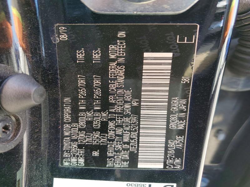 Aukcja sprzedaży 2020 Toyota 4runner, vin: JTEZU5JRXL5213997, numer aukcji: 51778886