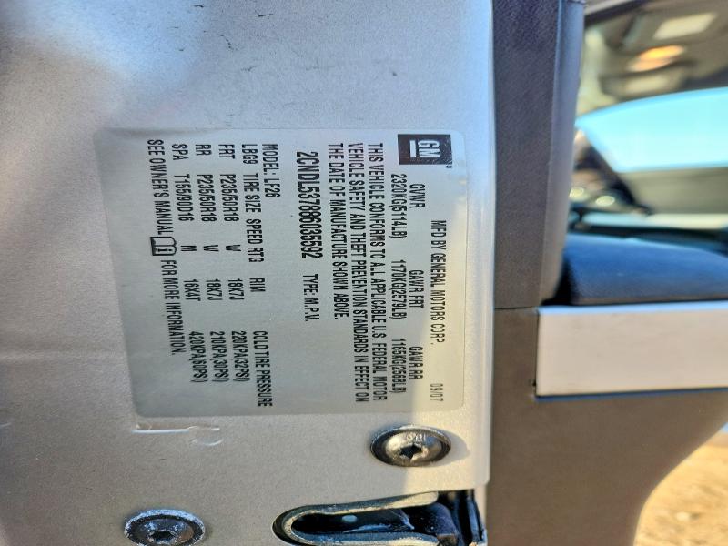 Aukcja sprzedaży 2008 Chevrolet Equinox, vin: 2CNDL537886035592, numer aukcji: 50882126