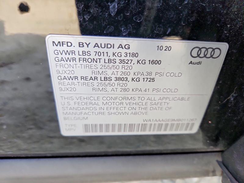 48457096 :رقم المزاد ، WA1AAAGE9MB011267 vin ، 2021 Audi E-tron مزاد بيع