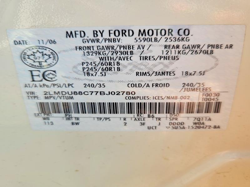 Продажа на аукционе авто 2007 Lincoln Mkx, vin: 2LMDU88C77BJ02780, номер лота: 51276006