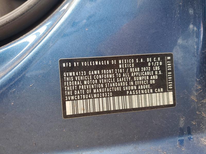 2020 Volkswagen Jetta მანქანა იყიდება აუქციონზე, vin: 3VWCB7BU4LM028320, აუქციონის ნომერი: 48477586