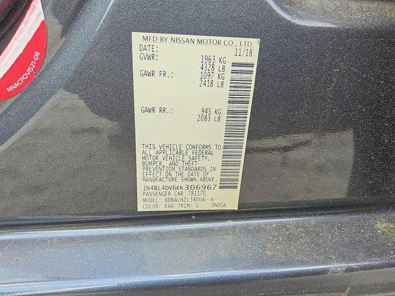 Продаж на аукціоні авто 2019 Nissan Altima, vin: 1N4BL4DV6KN306967, номер лоту: 50958366