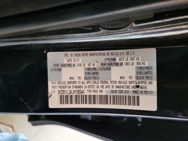 2018 Mazda 3 მანქანა იყიდება აუქციონზე, vin: 3MZBN1L34JM166944, აუქციონის ნომერი: 51531246