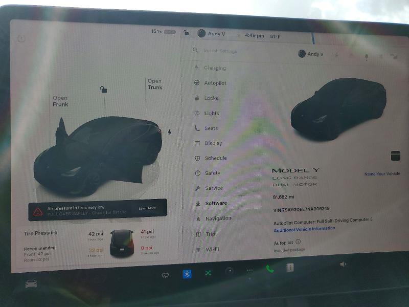 2022 Tesla Model Y მანქანა იყიდება აუქციონზე, vin: 7SAYGDEE7NA006249, აუქციონის ნომერი: 49301376