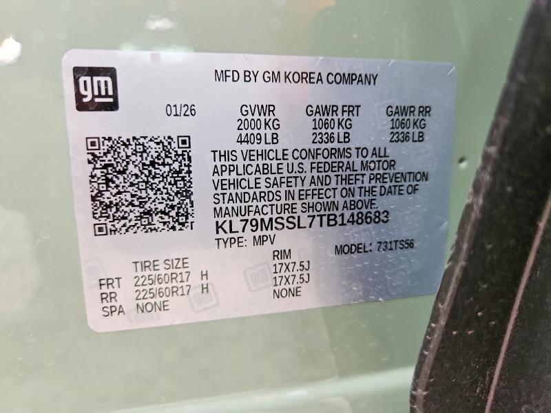 49428736 :رقم المزاد ، KL79MSSL7TB148683 vin ، 2026 Chevrolet Trailblazer مزاد بيع