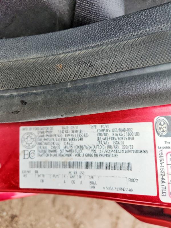 2011 Ford Fiesta მანქანა იყიდება აუქციონზე, vin: 3FADP4BJXBM188655, აუქციონის ნომერი: 50222816