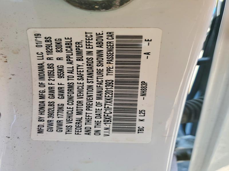 Aukcja sprzedaży 2019 Honda Civic, vin: 19XFC1F7XKE201393, numer aukcji: 49176256