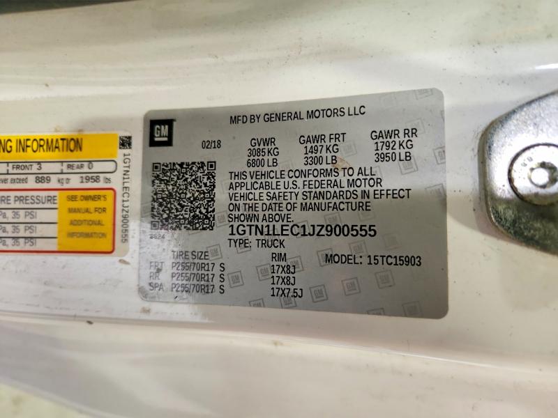 50317606 :رقم المزاد ، 1GTN1LEC1JZ900555 vin ، 2018 Gmc Sierra مزاد بيع