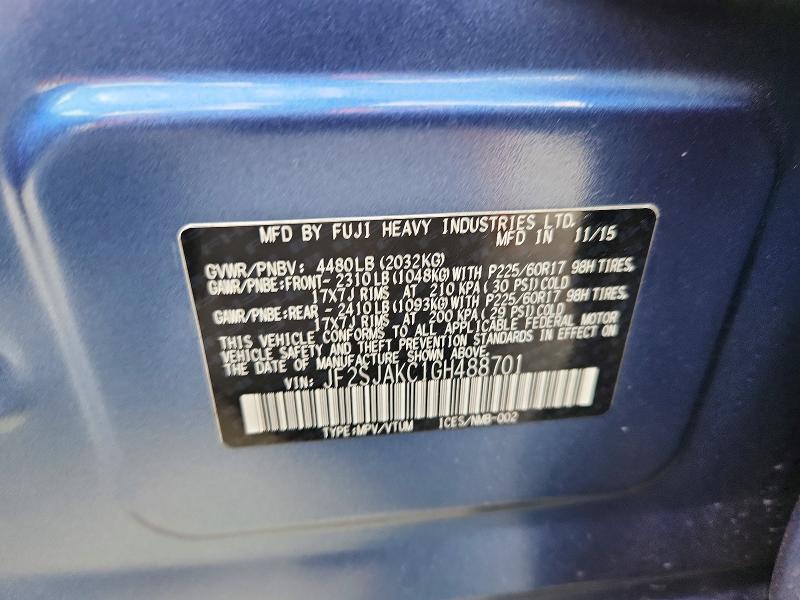 Продаж на аукціоні авто 2016 Subaru Forester, vin: JF2SJAKC1GH488701, номер лоту: 49650326