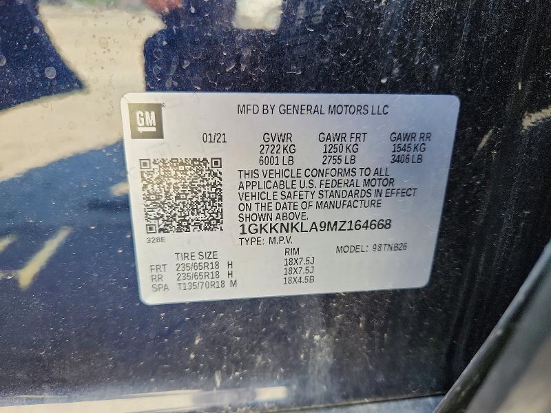 51548226 :رقم المزاد ، 1GKKNKLA9MZ164668 vin ، 2021 Gmc Acadia مزاد بيع