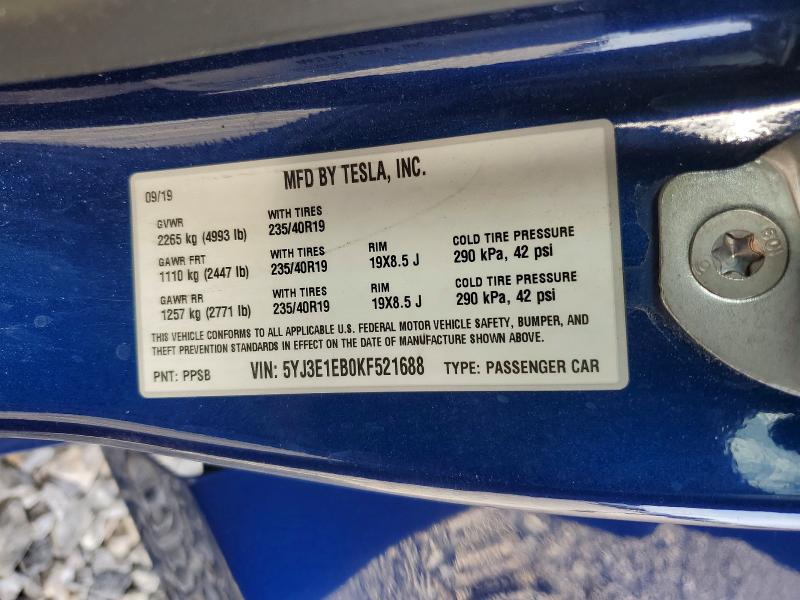 Aukcja sprzedaży 2019 Tesla Model 3, vin: 5YJ3E1EB0KF521688, numer aukcji: 50662796