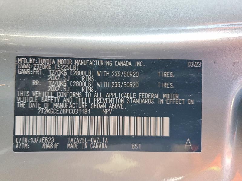 2023 Lexus Nx მანქანა იყიდება აუქციონზე, vin: 2T2KGCEZ6PC031181, აუქციონის ნომერი: 50856066
