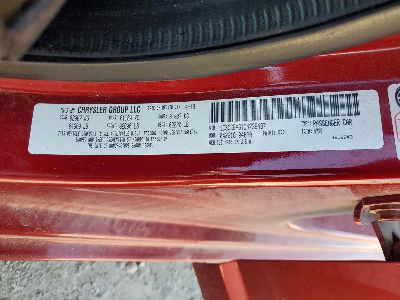 2013 Chrysler 200 მანქანა იყიდება აუქციონზე, vin: 1C3CCBAG1DN736437, აუქციონის ნომერი: 48697326