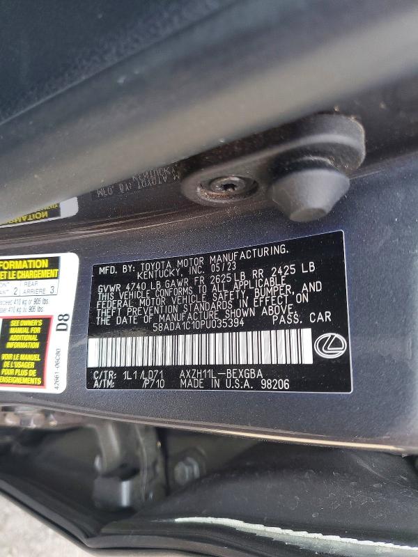 50862256 :رقم المزاد ، 58ADA1C10PU035394 vin ، 2023 Lexus Es 300h مزاد بيع