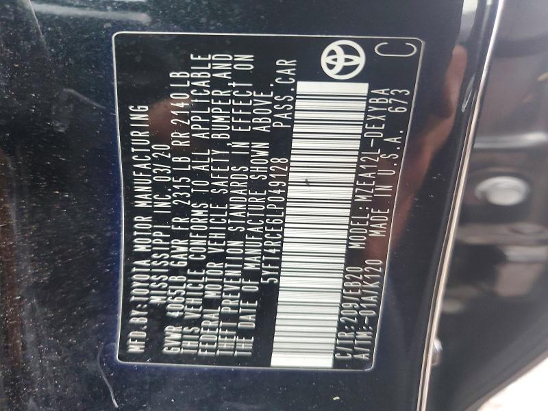 Продаж на аукціоні авто 2020 Toyota Corolla, vin: 5YFT4RCE6LP049128, номер лоту: 51813736