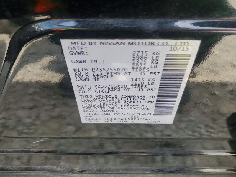Aukcja sprzedaży 2015 Infiniti Qx60, vin: 5N1AL0MM1FC552148, numer aukcji: 50357686