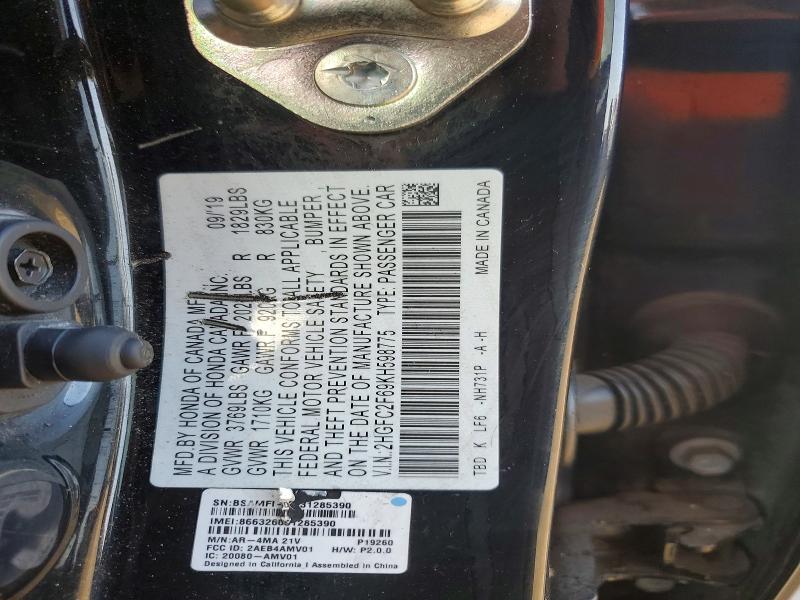 Aukcja sprzedaży 2019 Honda Civic, vin: 2HGFC2F69KH598775, numer aukcji: 51659586