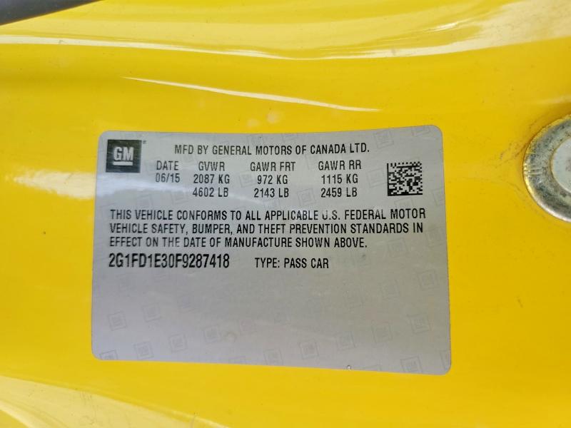 Продажа на аукционе авто 2015 Chevrolet Camaro, vin: 2G1FD1E30F9287418, номер лота: 51122736