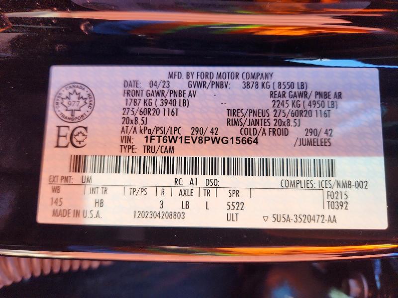 Продаж на аукціоні авто 2023 Ford F150, vin: 1FT6W1EV8PWG15664, номер лоту: 50076346