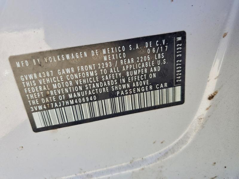49274466 :رقم المزاد ، 3VW4T7AJ7HM406940 vin ، 2017 Volkswagen Jetta مزاد بيع