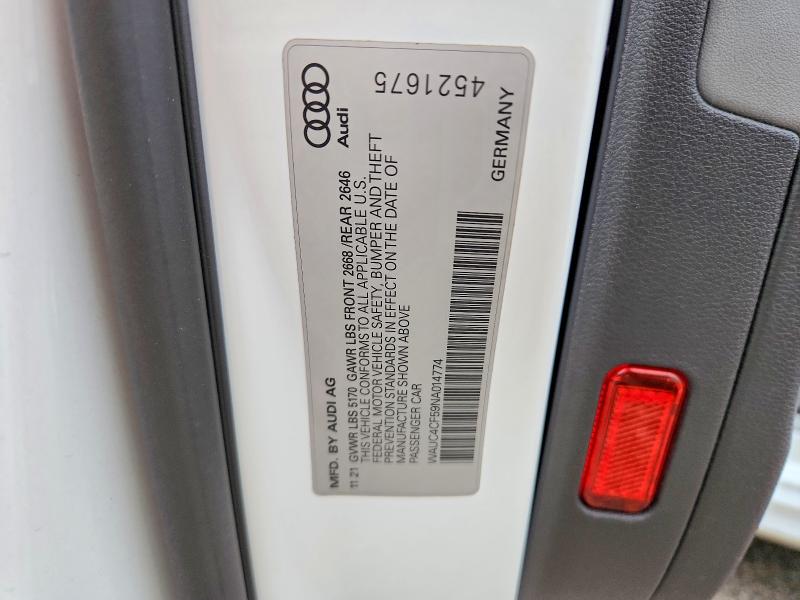 41630916 :رقم المزاد ، WAUC4CF59NA014774 vin ، 2022 Audi S5 مزاد بيع