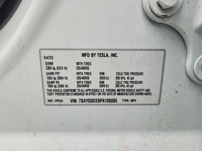 2023 Tesla Model Y მანქანა იყიდება აუქციონზე, vin: 7SAYGDEE6PA106085, აუქციონის ნომერი: 47947606