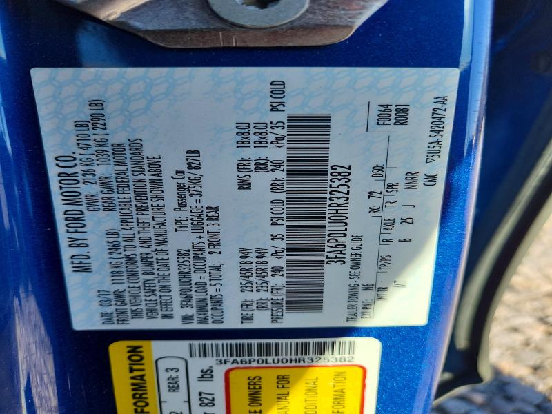 Продажа на аукционе авто 2017 Ford Fusion, vin: 3FA6P0LU0HR325382, номер лота: 48475296
