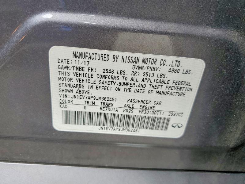 Продаж на аукціоні авто 2018 Infiniti Q50, vin: JN1EV7AP9JM362451, номер лоту: 49511196