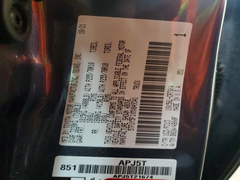 Aukcja sprzedaży 2021 Toyota Tundra, vin: 5TFUY5F1XMX049341, numer aukcji: 52012936