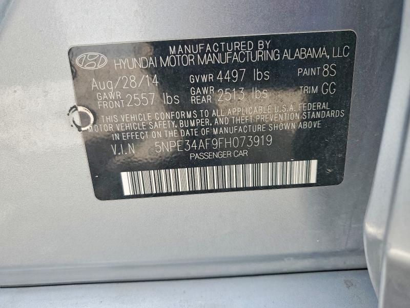 51480286 :رقم المزاد ، 5NPE34AF9FH073919 vin ، 2015 Hyundai Sonata مزاد بيع
