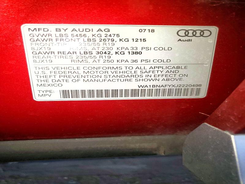 Продаж на аукціоні авто 2018 Audi Q5, vin: WA1BNAFYXJ2220498, номер лоту: 48524156