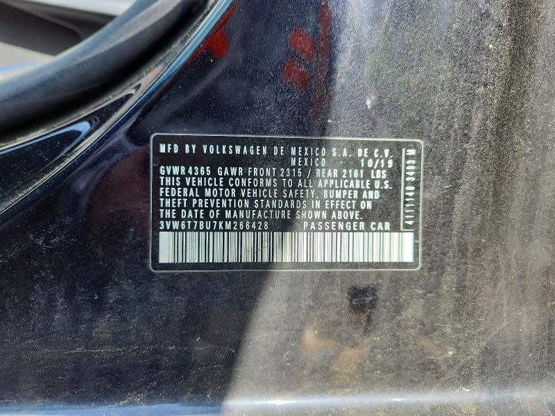 Aukcja sprzedaży 2019 Volkswagen Jetta, vin: 3VW6T7BU7KM266428, numer aukcji: 51378126
