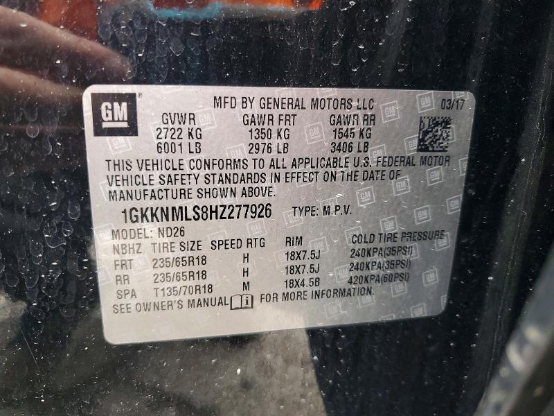 51290796 :رقم المزاد ، 1GKKNMLS8HZ277926 vin ، 2017 Gmc Acadia مزاد بيع