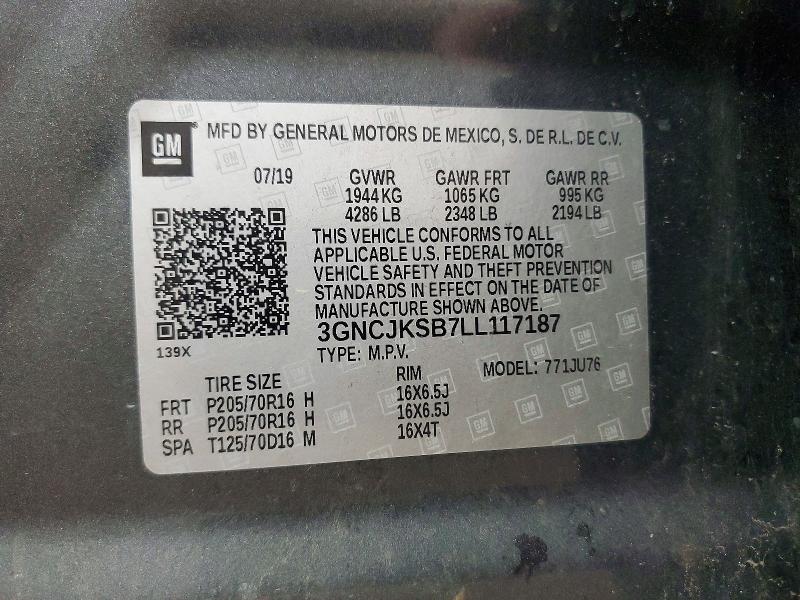 Aukcja sprzedaży 2020 Chevrolet Trax, vin: 3GNCJKSB7LL117187, numer aukcji: 50632376