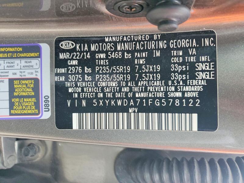 Продаж на аукціоні авто 2015 Kia Sorento, vin: 5XYKWDA71FG578122, номер лоту: 49595376