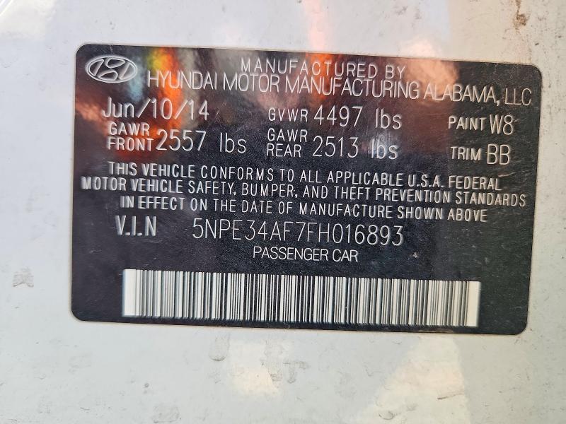 49169956 :رقم المزاد ، 5NPE34AF7FH016893 vin ، 2015 Hyundai Sonata مزاد بيع