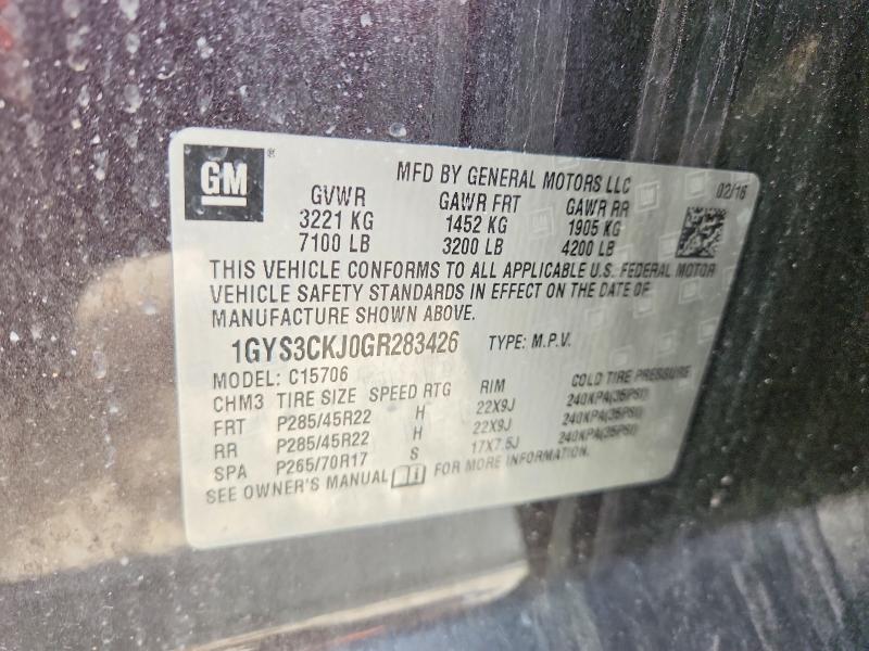 48021006 :رقم المزاد ، 1GYS3CKJ0GR283426 vin ، 2016 Cadillac Escalade مزاد بيع