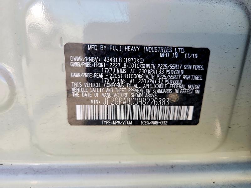 Aukcja sprzedaży 2017 Subaru Crosstrek, vin: JF2GPABC0H8226383, numer aukcji: 51345846