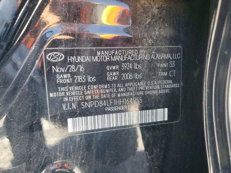 51008566 :رقم المزاد ، 5NPD84LF1HH164955 vin ، 2017 Hyundai Elantra مزاد بيع