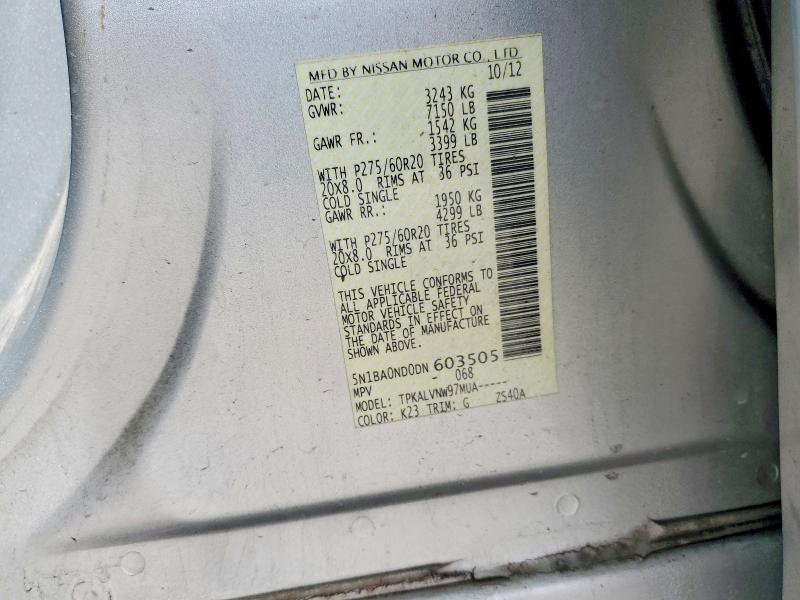 Продажа на аукционе авто 2013 Nissan Armada, vin: 5N1BA0ND0DN603505, номер лота: 48992506