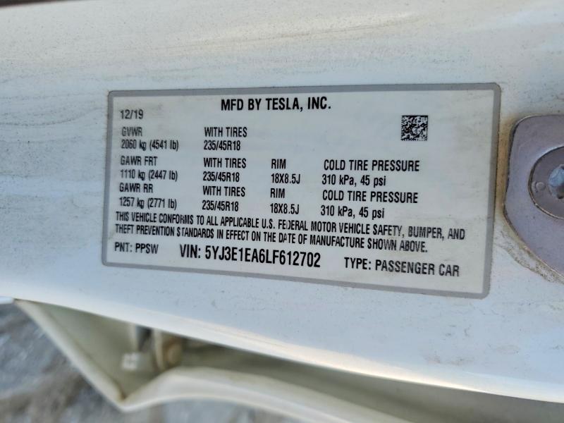 Продаж на аукціоні авто 2020 Tesla Model 3, vin: 5YJ3E1EA6LF612702, номер лоту: 50452906
