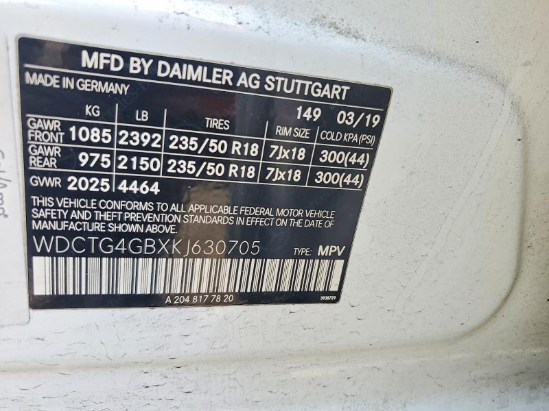 Продажа на аукционе авто 2019 Mercedes-benz Gla, vin: WDCTG4GBXKJ630705, номер лота: 49338266