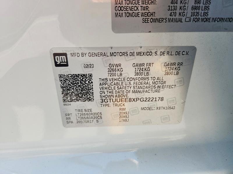 Aukcja sprzedaży 2023 Gmc Sierra, vin: 3GTUUEE8XPG222178, numer aukcji: 50179116