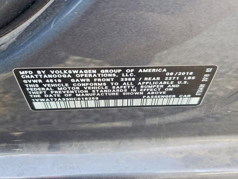 Продажа на аукционе авто 2017 Volkswagen Passat, vin: 1VWAT7A33HC016259, номер лота: 49821516