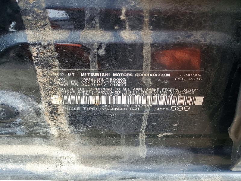 Aukcja sprzedaży 2017 Mitsubishi Lancer, vin: JA32U2FU3HU007630, numer aukcji: 50420556