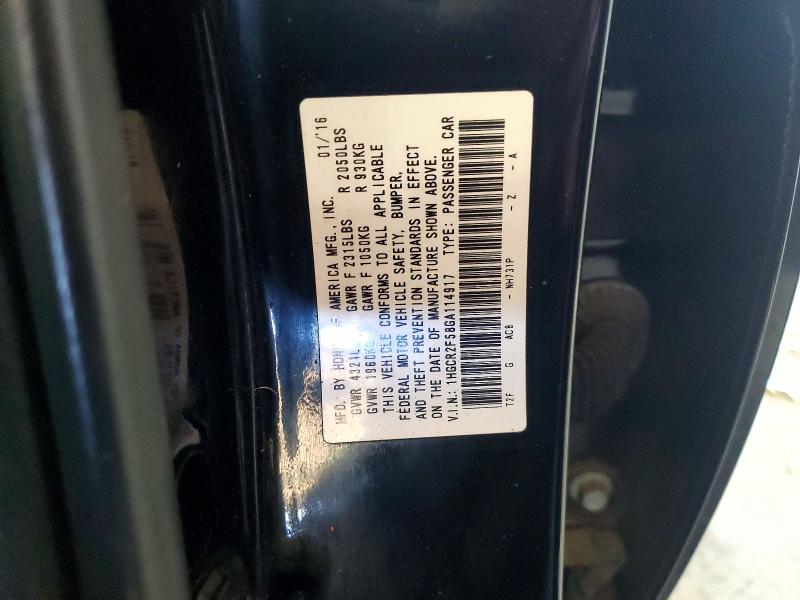 2016 Honda Accord მანქანა იყიდება აუქციონზე, vin: 1HGCR2F58GA114917, აუქციონის ნომერი: 50236226