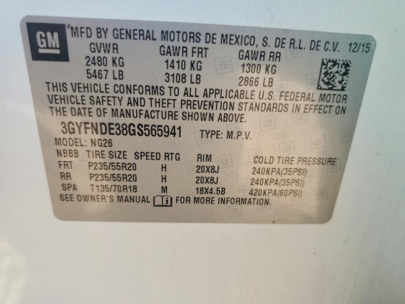 2016 Cadillac Srx მანქანა იყიდება აუქციონზე, vin: 3GYFNDE38GS565941, აუქციონის ნომერი: 49764646